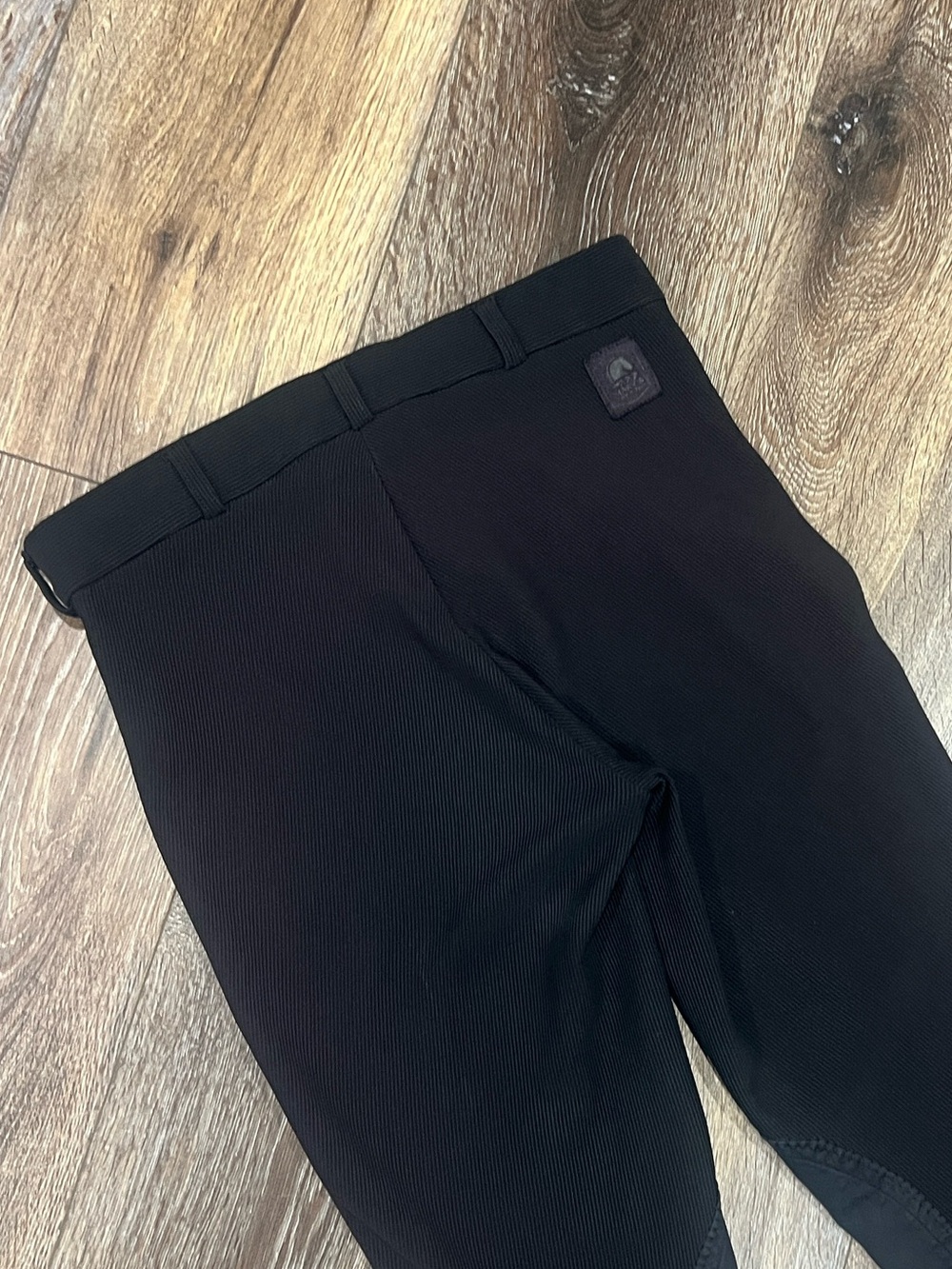 Mary's Tack & Feed Riding Breeches Equestrian Blk Ribbed W/Suede Thigh Patches 🐎 - Picture 5 of 6